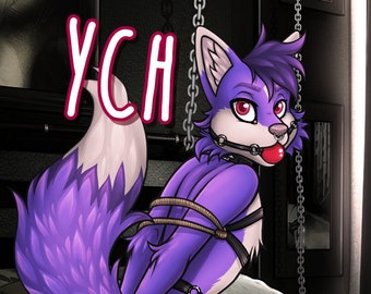 YCH All Tied Up (Bondage)- Furry / Anthro / Fursona Con Badge - Custom Art Character Profile Image or Icon [YOUR CHARACTER]