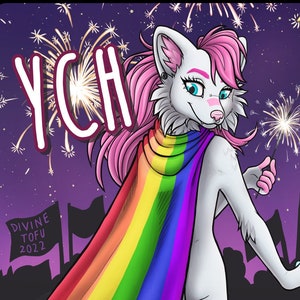 YCH Pride Month Cape Furry / Anthro / Fursona Con Badge Custom Art Character Profile Image or Icon YOUR CHARACTER image 1