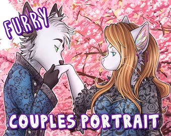 Couples Digital Furry Portrait - Custom Illustration [YOUR CHARACTER]