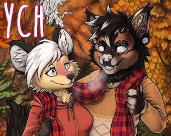 YCH Shared Scarf Fall - Furry / Anthro / Fursona Con Badge - Custom Art Character Profile Image or Icon [YOUR CHARACTER]