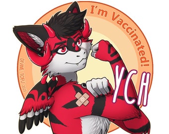 I'm Vaccinated! YCH - Furry / Anthro / Fursona Con Badge - Custom Art Character Profile Image or Icon [YOUR CHARACTER]