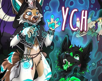 YCH Zombie & Necromancer Halloween - Furry / Anthro / Fursona Con Badge - Custom Art Character Profile Image or Icon [YOUR CHARACTER]