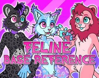 Feline/Cat Base Reference Sheet male/female - Anthro Furry Art / instant download