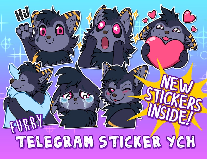 Telegram Digital Sticker YCH Custom Art of your Character for Profile Image, Con Badge or Icon Furry / Anthro / Fursona image 1