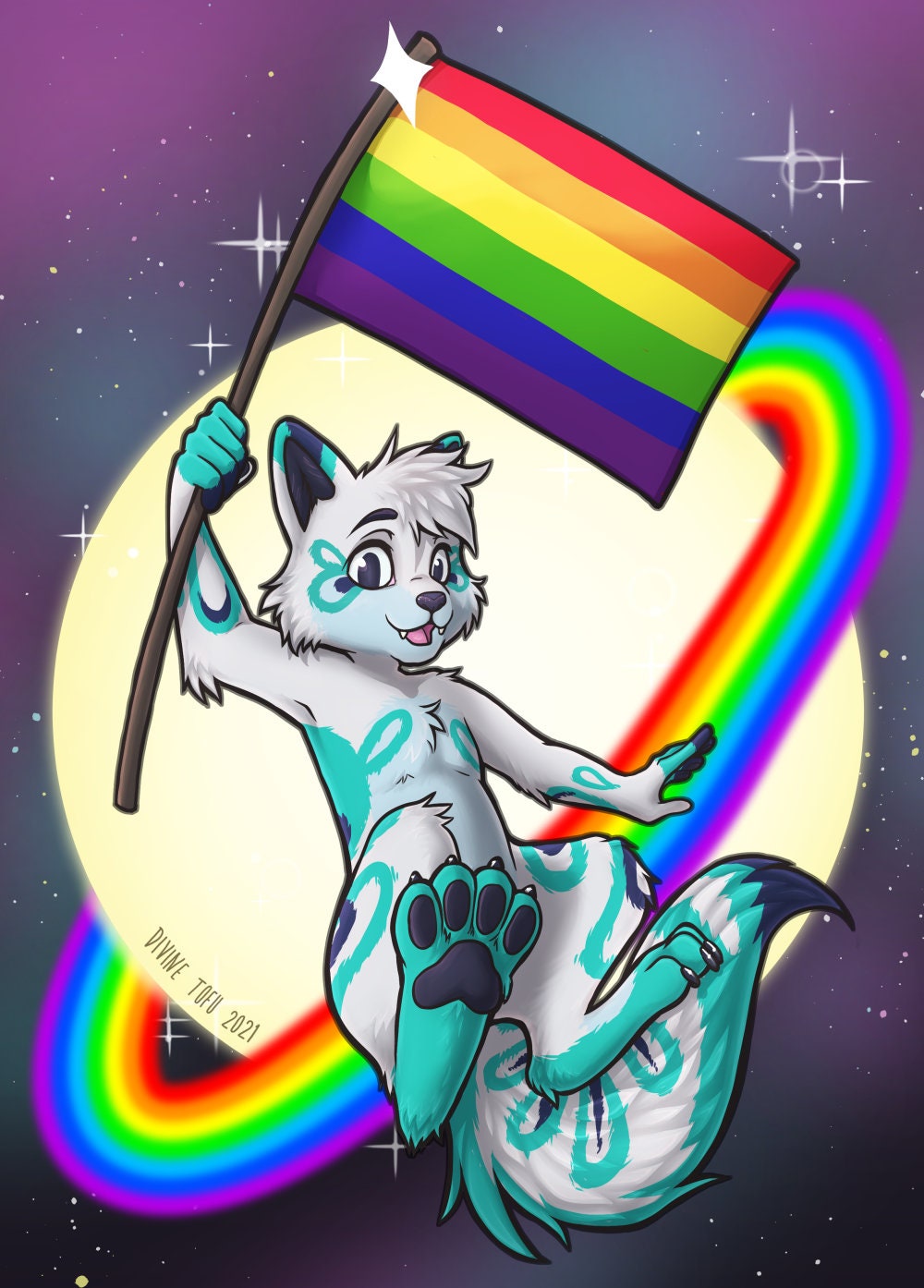 YCH Pride Month Flag- Furry / Anthro / Fursona Con Badge - Custom Art ...