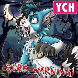 YCH Zombie Halloween - Harige / Anthro / Fursona Con-badge - Custom Art-personageprofielafbeelding of -pictogram [JE KARAKTER]