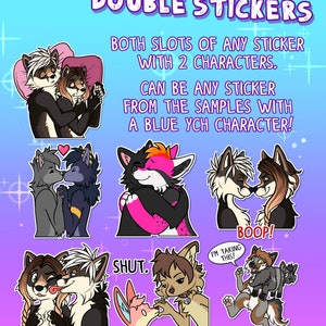 Telegram Digital Sticker YCH Custom Art of your Character for Profile Image, Con Badge or Icon Furry / Anthro / Fursona DOUBLE STICKER