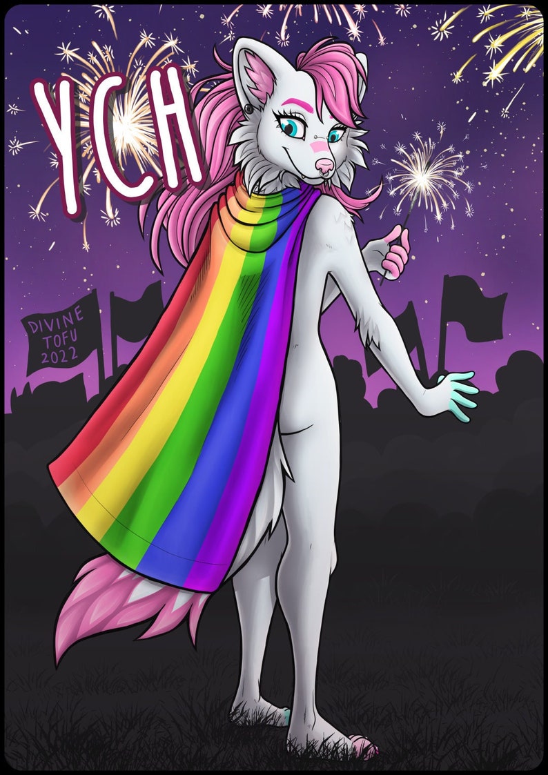YCH Pride Month Cape Furry / Anthro / Fursona Con Badge Custom Art Character Profile Image or Icon YOUR CHARACTER image 1
