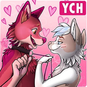 NEW YCH Leashed Couple - Furry / Anthro / Fursona Con Badge - Custom Art Character Profile Image or Icon [your character] valentines