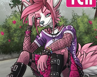 YCH Goth Grunge Schoolgirl - Furry / Anthro / Fursona Con Badge - Custom Art Character Profile Image or Icon [YOUR CHARACTER]