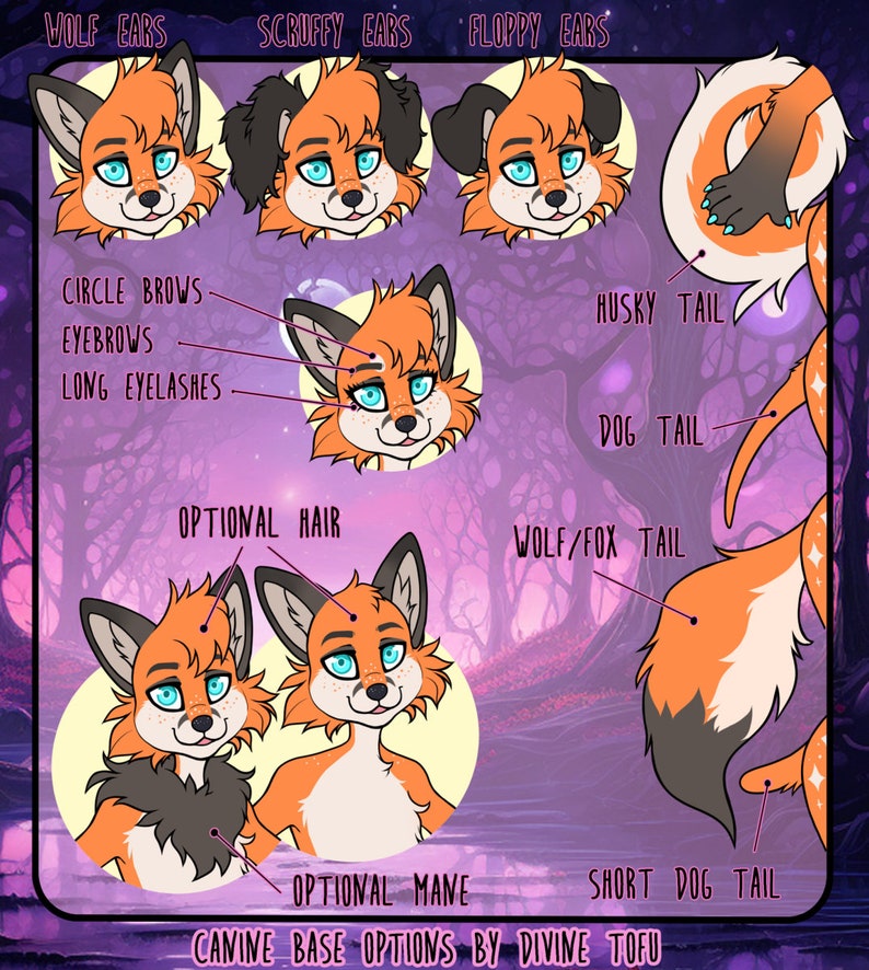 Canine Base Reference Sheet - Fox, Dog, Wolf - Male/female - Anthro ...