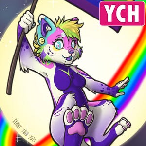 YCH Pride Month Flag- Furry / Anthro / Fursona Con Badge - Custom Art Character Profile Image or Icon [YOUR CHARACTER]