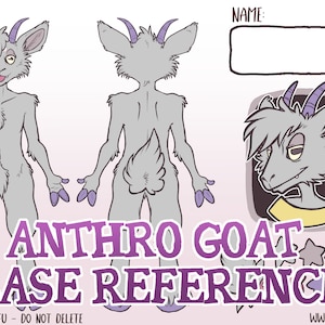 Arkusz referencyjny bazy Goat Boy - Anthro Furry Art / natychmiastowe pobranie