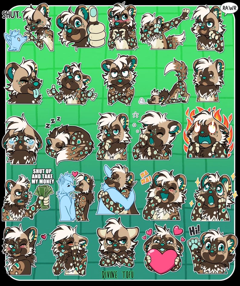 Telegram Digital Sticker YCH - Custom Art of your Character for Profile Image, Con Badge or Icon [Furry / Anthro / Fursona] image 10