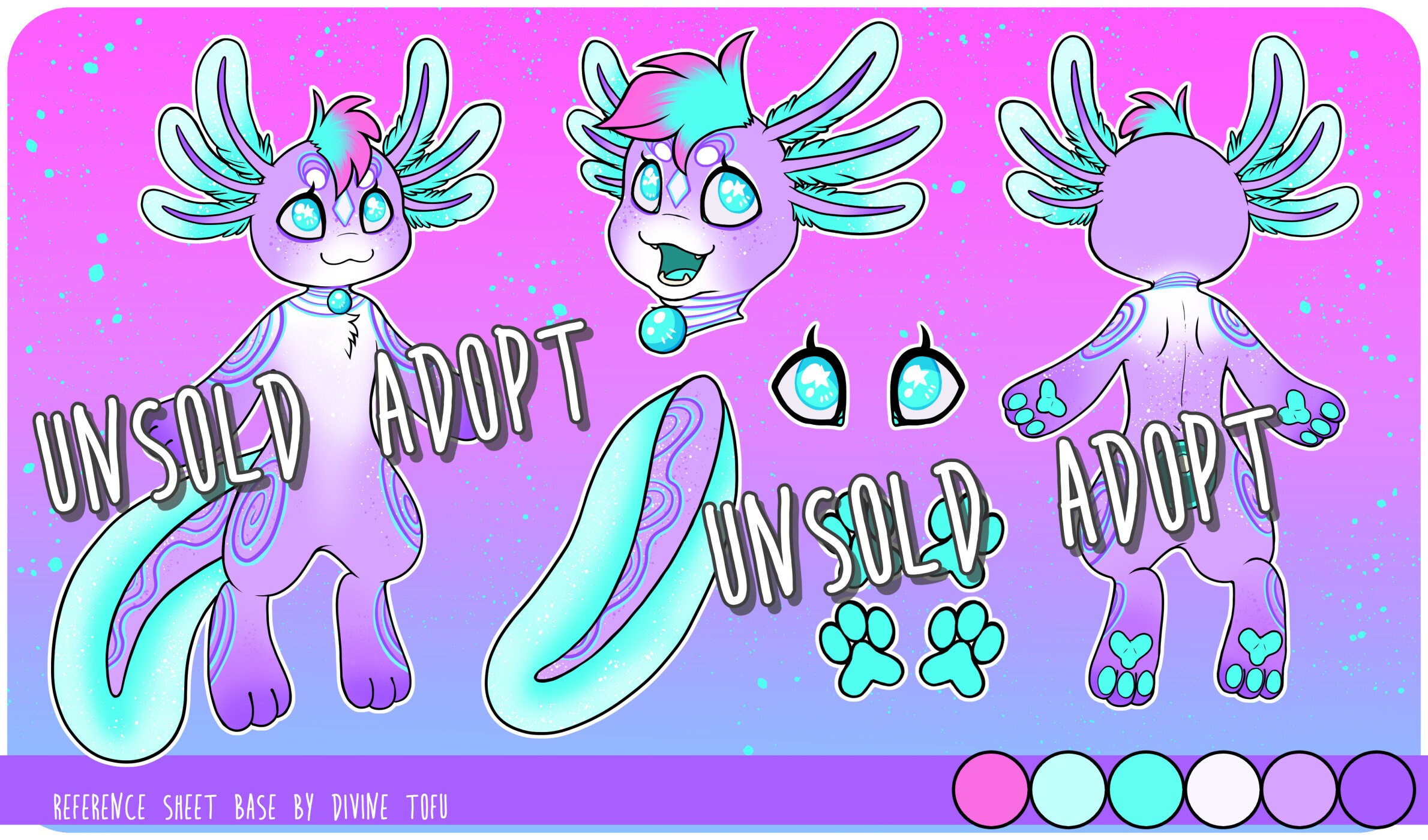 Axolotl Base Reference Sheet Male/female/genderless - Anthro Furry Art ...