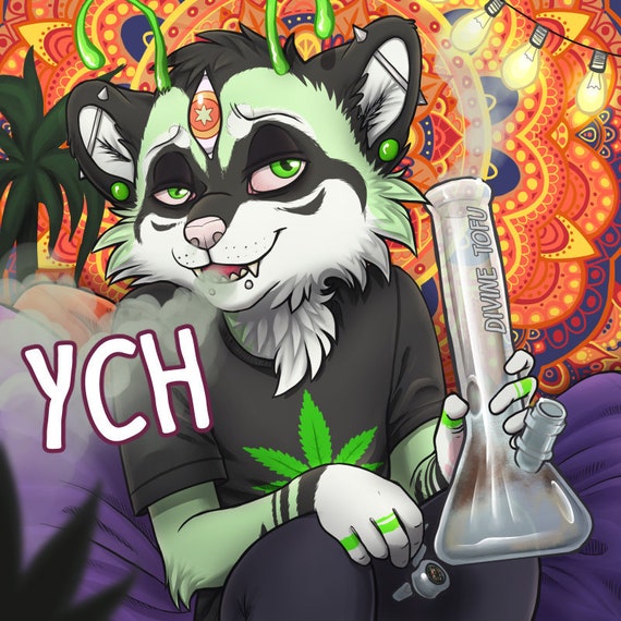 YCH 420 Bong Furry / Anthro / Fursona Con Badge Custom Art Etsy