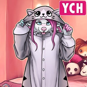 YCH Kigurumi Onesie Pyjamas - Furry / Fursona  - Cute Custom Art for Profile Image, Con Badge or Icon [Your Character]