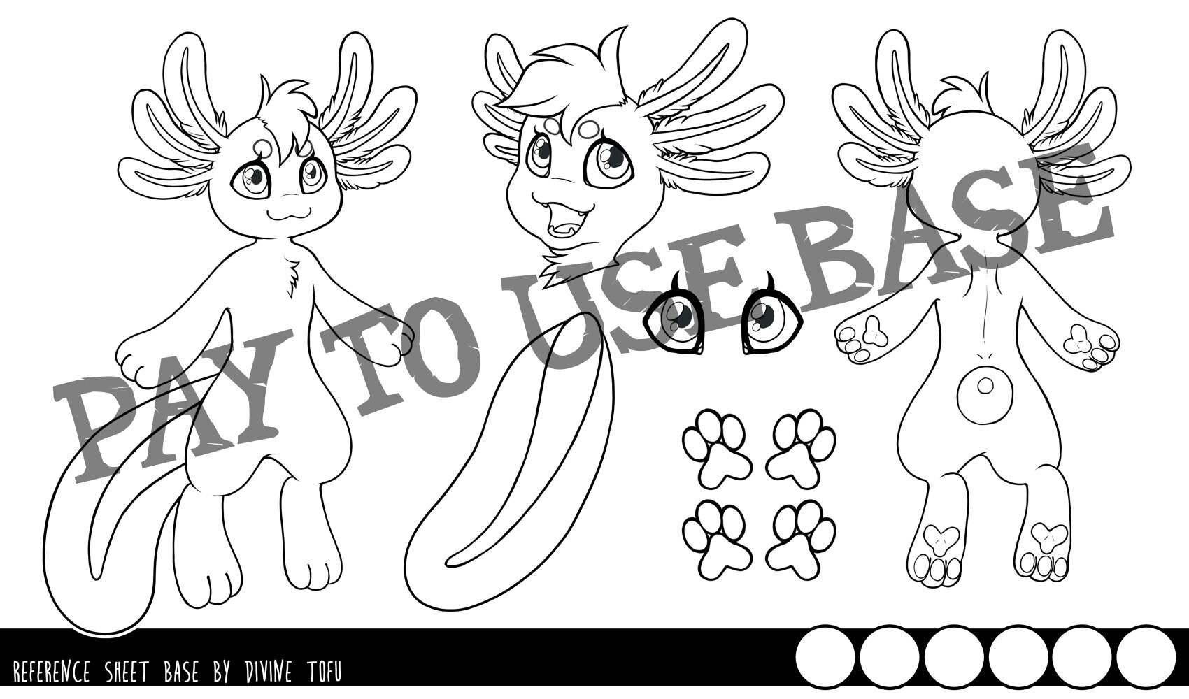 Axolotl Base Reference Sheet Male/female/genderless - Anthro Furry Art ...