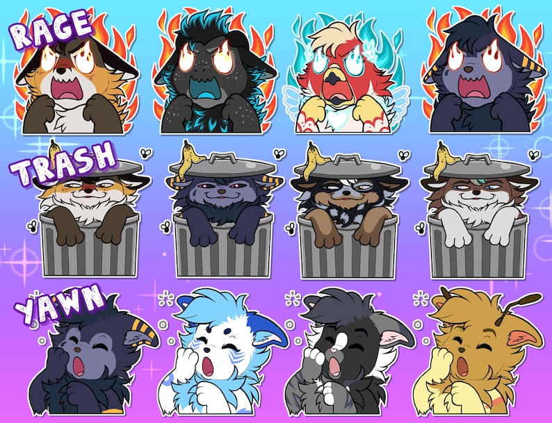Telegram Digital Sticker YCH Custom Art of your Character for Profile Image, Con Badge or Icon Furry / Anthro / Fursona image 5