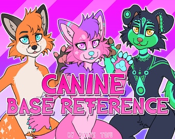 Canine Base Reference Sheet - Fox, Dog, Wolf - male/female - Anthro Furry Art / instant download