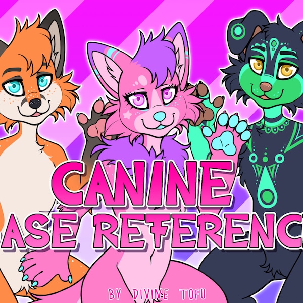 Canine Base Reference Sheet - Fox, Dog, Wolf - male/female - Anthro Furry Art / instant download