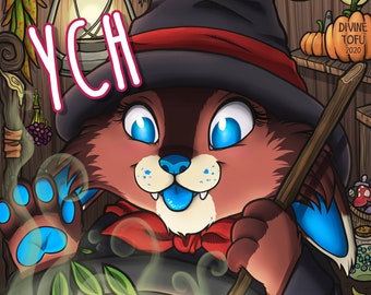 YCH Witchy Cauldron Halloween - Furry / Anthro / Fursona Con Badge - Custom Art Character Profile Image or Icon [YOUR CHARACTER]