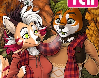 YCH Shared Scarf Fall - Furry / Anthro / Fursona Con Badge - Custom Art Character Profile Image or Icon [YOUR CHARACTER]