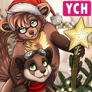 YCH Festive Christmas Decorating Couple - Furry / Anthro / Fursona - Custom Art Character Profile Image or Icon [YOUR CHARACTER]