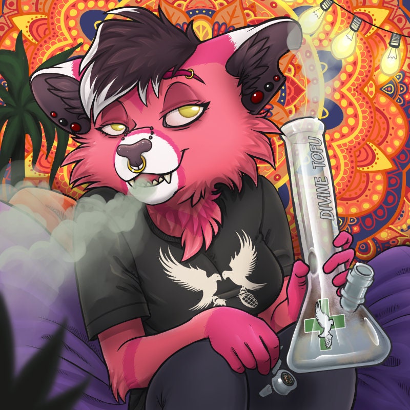 YCH 420 Bong Furry / Anthro / Fursona Con Badge Custom Art Etsy