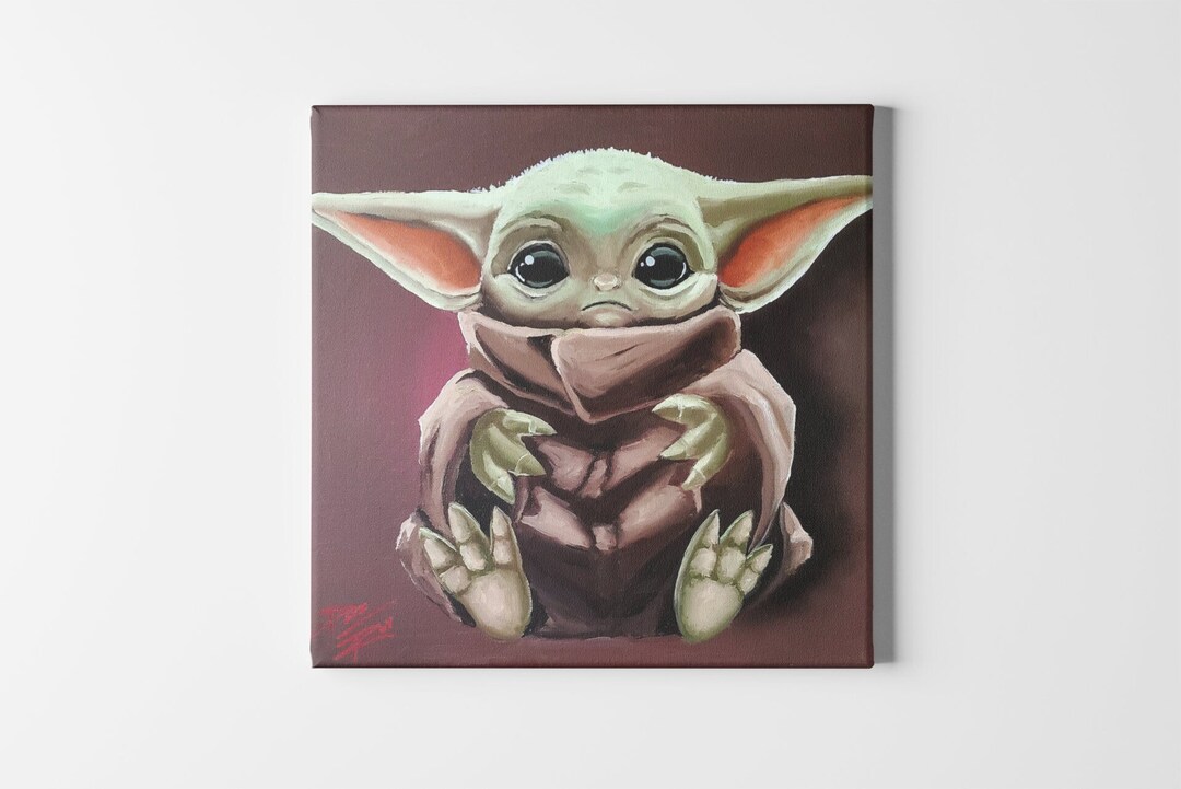 Baby Yoda Oil Painting,baby Yoda Oil Art,baby Yoda Original Painting