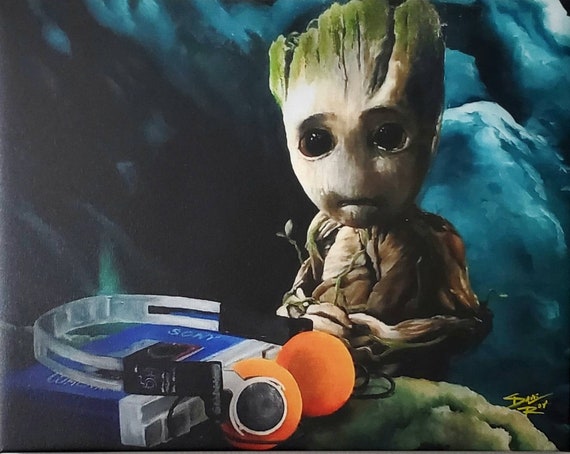 Tiempo De La Musica Bebe Groot 11 X 14 Lienzo Etsy