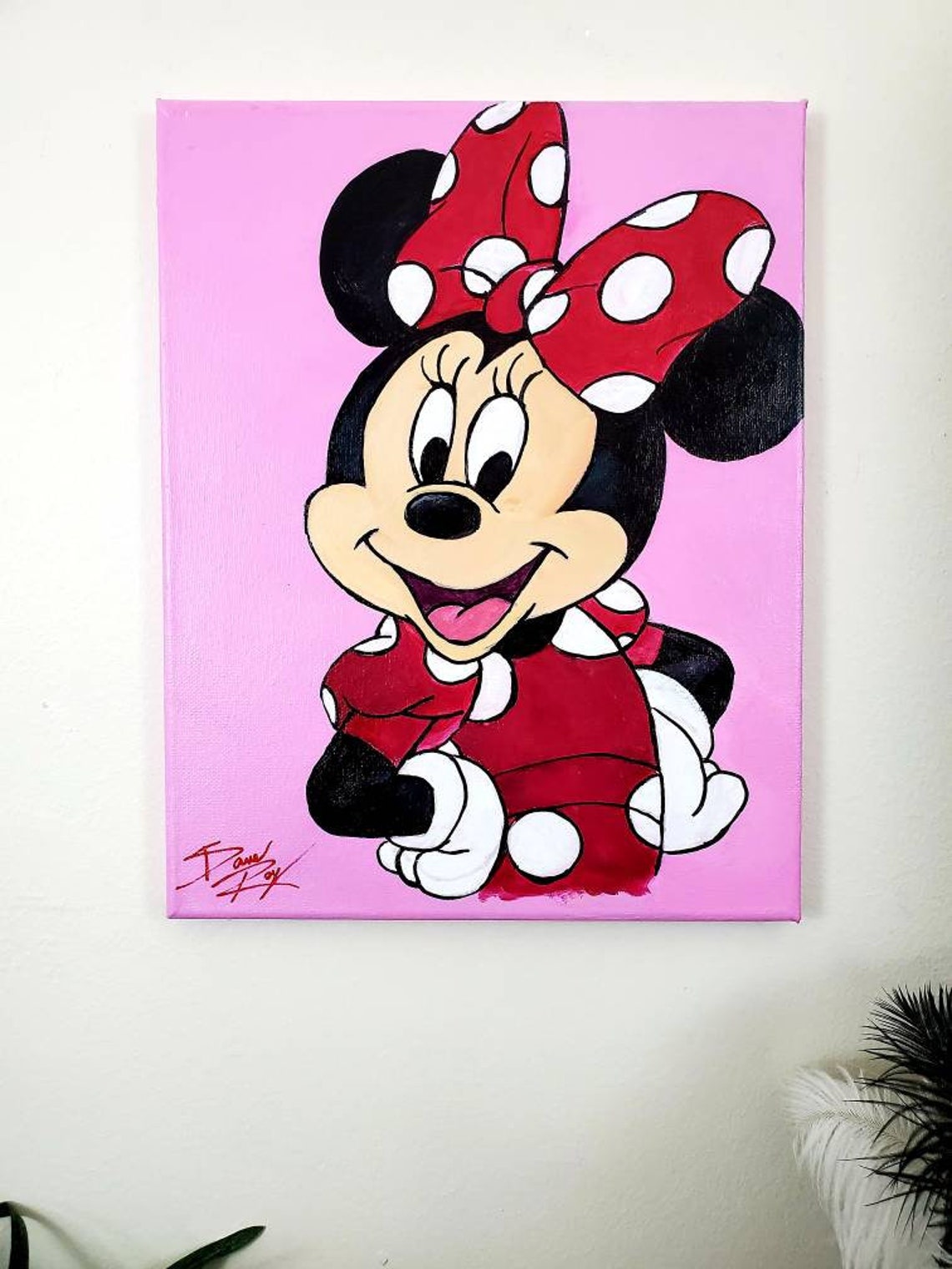 Minnie Mouse Acrylic Painting,minnie Mouse Acrylic Art,minnie Mouse ...