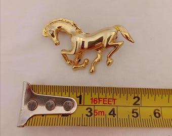Vintage Gold Tone Horse Brooch Running Horse Pin Equestrian Jewelry
