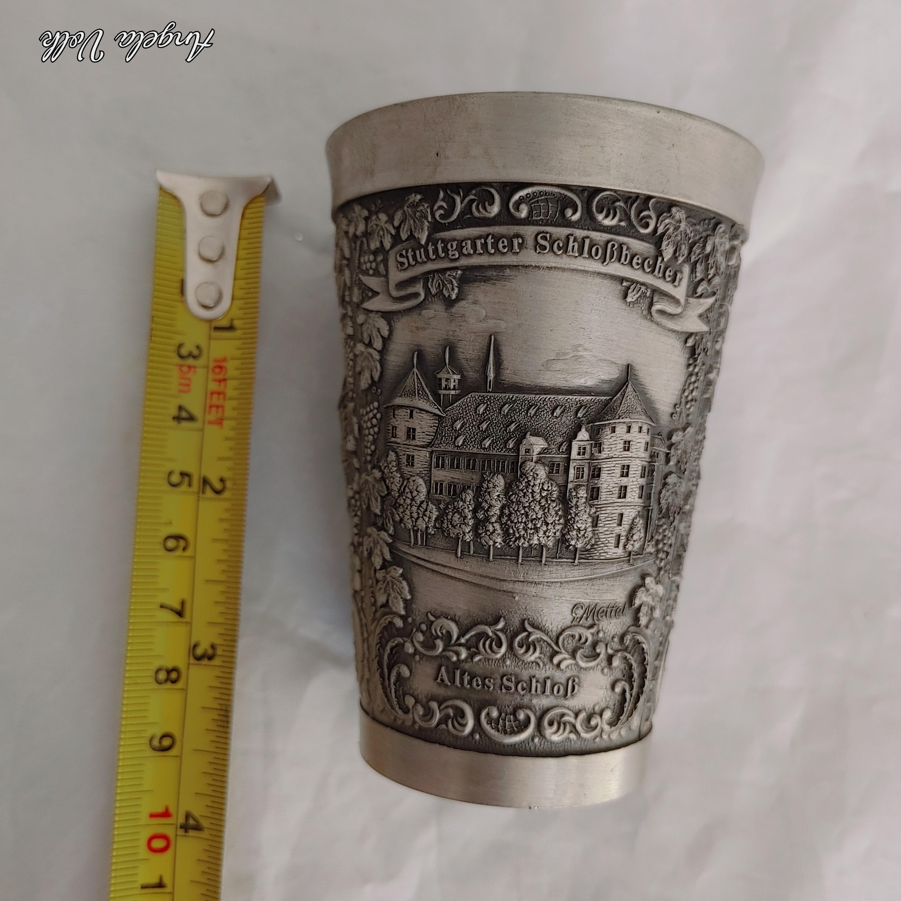 R&B シルバー 925 銀製 カップ ドイツ　218g Vintage German Pewter Cup: Stuttgart Altes Schloss Souvenir, Hand