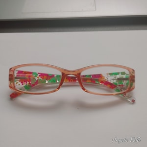 Kay Unger New York Reading Glasses +2.00 Floral Temples Rectangular Frames