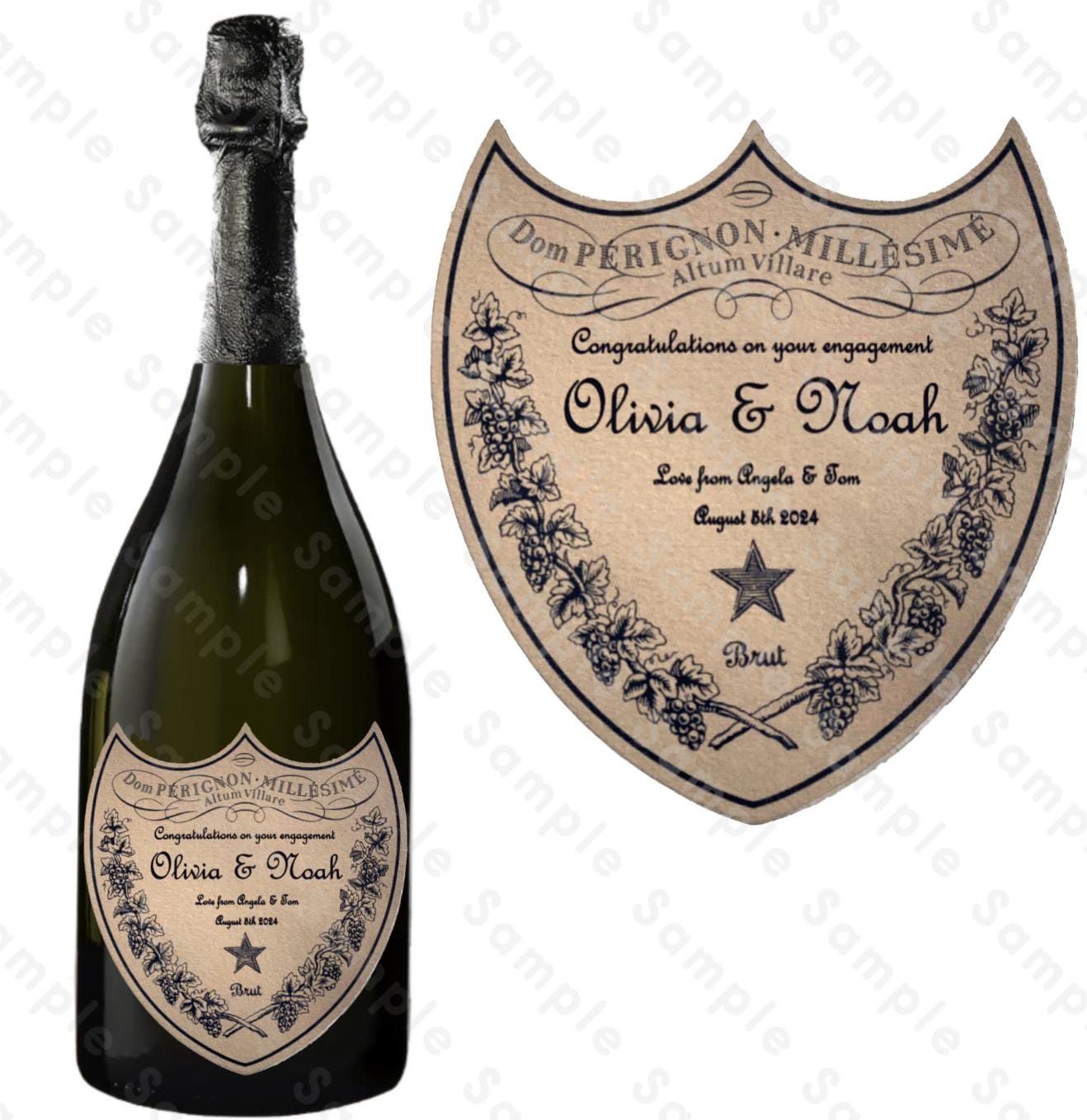 Bouteille Dom Pérignon Illuminée Vert Vintage - 150 Cl - Vide - Veilleuse Déco