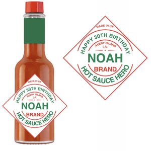 Étiquette personnalisée de bouteille de sauce piquante Tabasco pour toutes les occasions, autocollant joyeux anniversaire, cadeaux amusants uniques