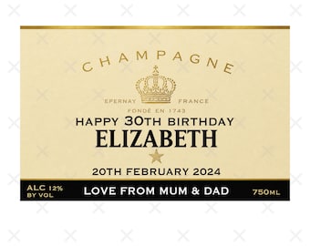 Personalised Champagne Bottle Custom Label Happy Birthday For Any Occasion Sticker Unique Fun Gifts Wedding Party