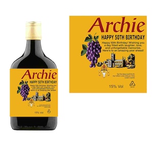 Etichetta per bottiglia personalizzata, adesivo per vino tonico, buon compleanno, unico per ogni occasione, regali divertenti, nome per la festa