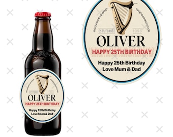 Custom Personalised Guinness Bottle With Name Label Happy Birthday For Any Occasion Sticker Unique Fun Gifts Party Wedding