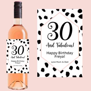 Etiquette de bouteille personnalisée Étiquettes de bouteille de vin champagne tachetées personnalisées Cadeaux prénom 30e anniversaire