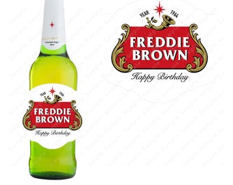 Custom Personalised Stella Beer Bottle Year Sticker Happy Birthday For Any Occasion Label Unique Fun Gifts Name Party Wedding