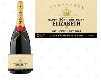 Personalised Champagne Bottle Custom Label Happy Birthday For Any Occasion Sticker Unique Fun Gifts Wedding Party