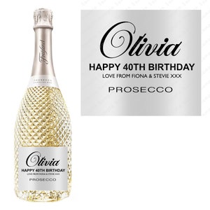 Etichetta personalizzata per bottiglia di Prosecco, regali di buon compleanno per qualsiasi occasione, adesivi, regali divertenti e unici con nome