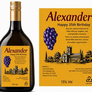 Personalised Bottle Label Tonic Wine Happy Birthday Sticker Unique For Any Occasion Fun Gifts Name Party