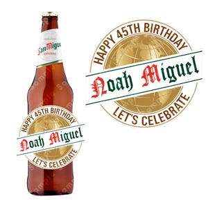 Etichetta personalizzata per bottiglia di birra Miguel Buon compleanno per qualsiasi occasione Adesivo Festa Regali unici e divertenti Nozze