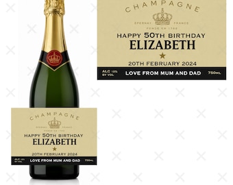 Personalised Champagne Bottle Custom Label Happy Birthday For Any Occasion Sticker Unique Fun Gifts Wedding Party