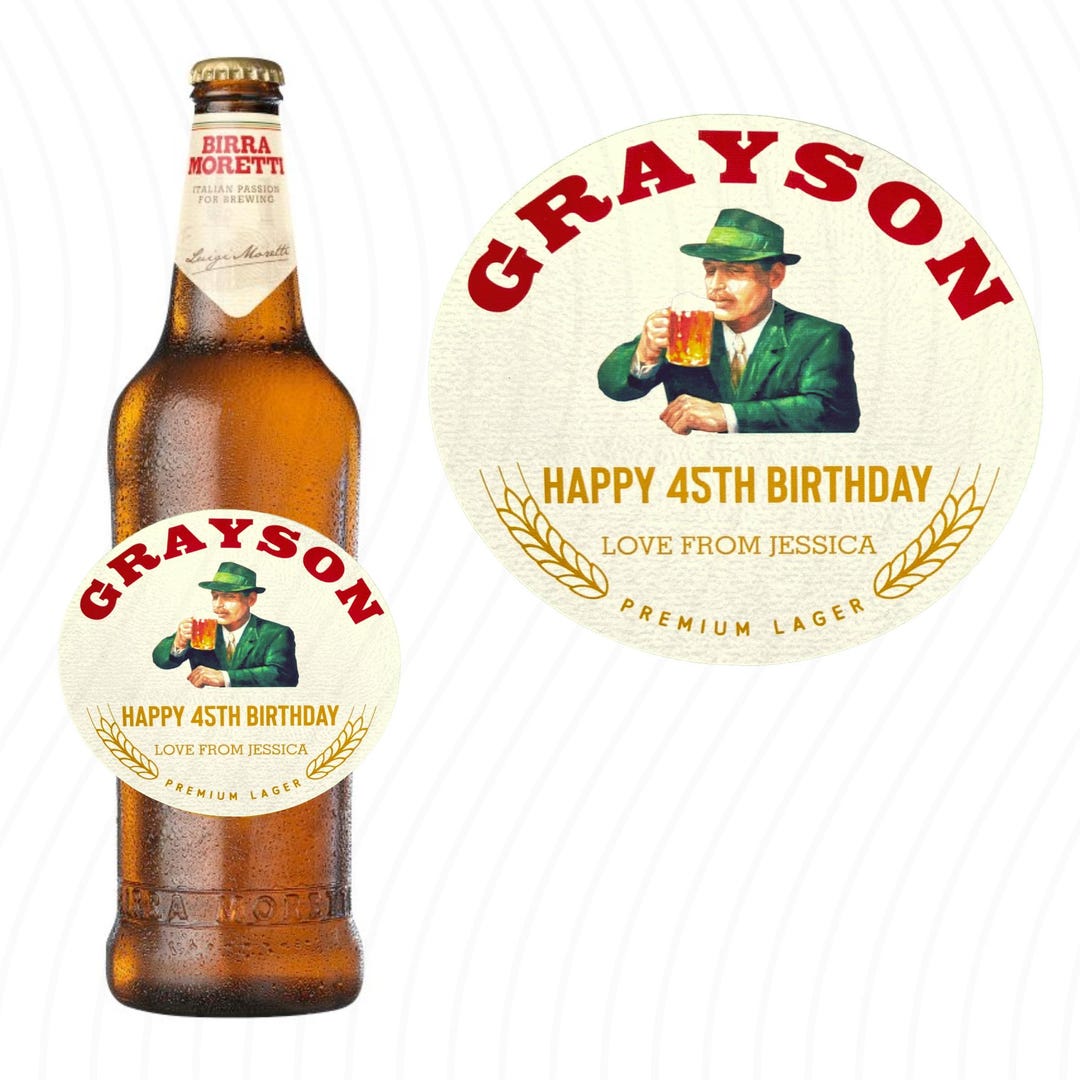 Custom Personalised Birra Bottle With Name Label for Any Occasion Happy ...
