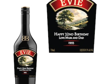 Personalised Irish Cream Bottle Label Custom Name, Sticker Gift for Birthdays, Weddings & Celebrations