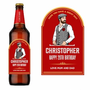 Personalised Madri Beer Bottle Label Custom Name Birthday Sticker | Party Wedding Unique Fun Gift
